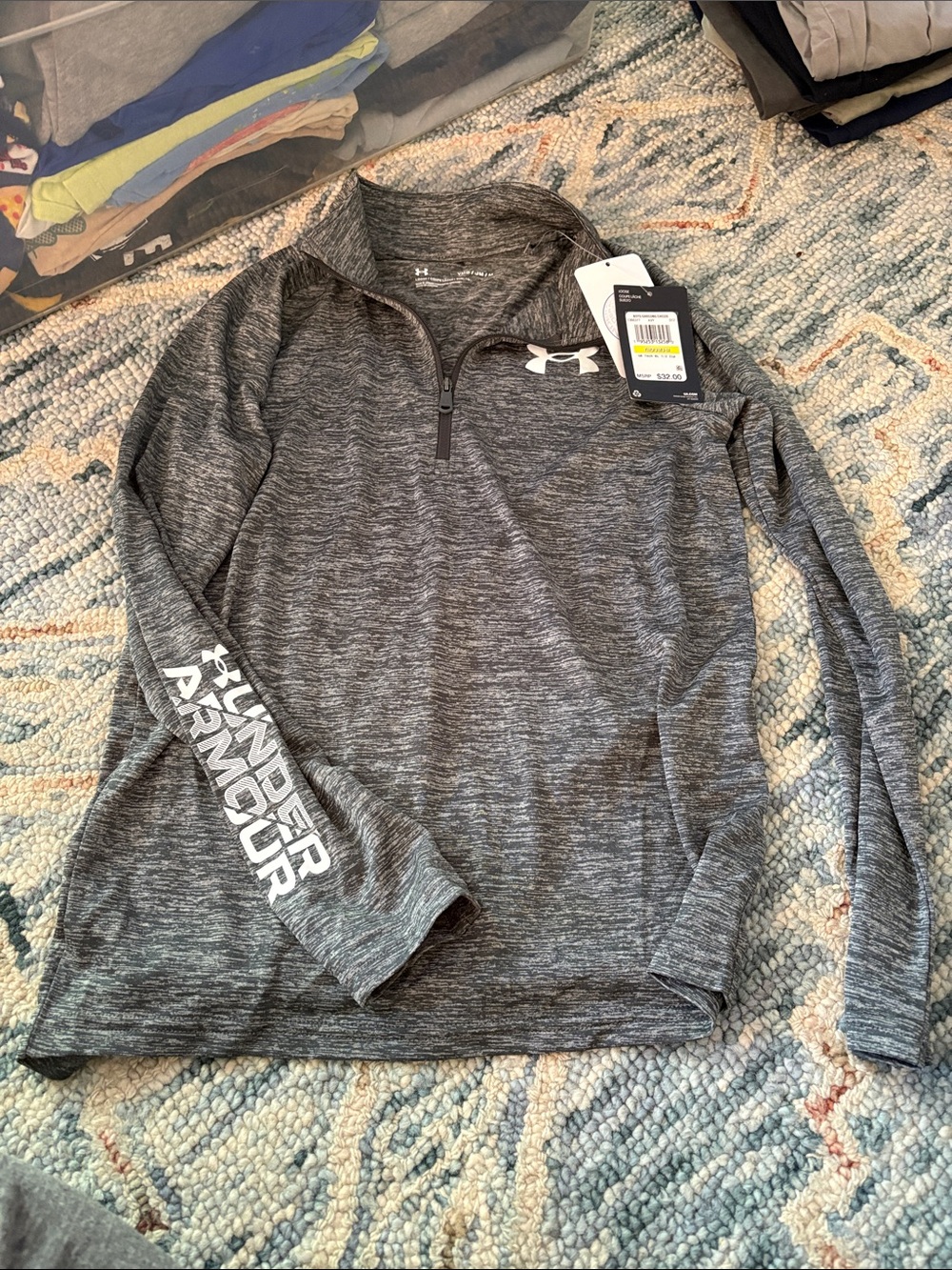 Under Armour kids heathered Gray 1/4 Zip Performance Pullover